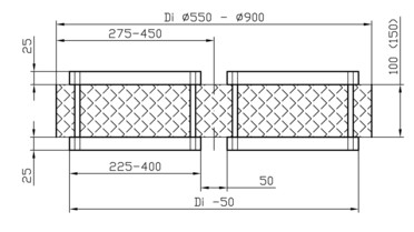Drawing: Wire mesh Typ DA up to DN 1000